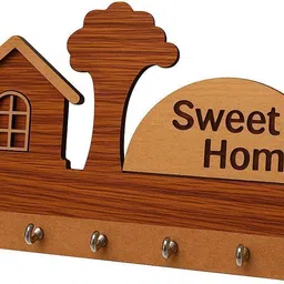 home spire Sweet Home Wooden Wall Key Holder – Rustic Key Rack for Entryway Wood Key Holder image 4