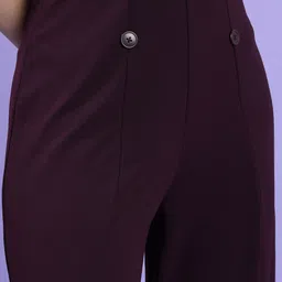 tokyo talkies Women Flared Maroon Cotton Blend Trousers image 3