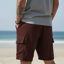 indiclub Self Design Men Maroon Regular Shorts image 2