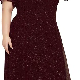 wild u Women Gown Maroon, Gold Maxi/Full Length Dress image 3