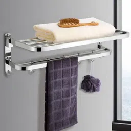 istar Premium Look Stainless Steel 304 Grade Dual Folding Nickel Chrome Towel Rack for Bathroom/Towel Stand/Hanger/Bathroom Accessories (24 Inch) Silver Towel Holder (Stainless Steel) Steel Towel Holder-picture-25