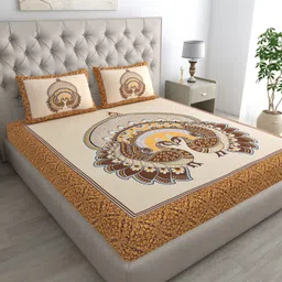 homequipo 144 TC Cotton Double Jaipuri Prints Flat Bedsheet-picture-25