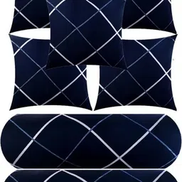 urmila creation 5 Cushion 2 Bolster Microfibre Stripes Bolster Pack of 7-picture-15