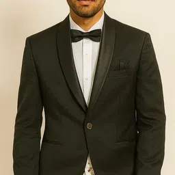 Men Solid Tuxedo Style Festive & Wedding Blazer-image-0
