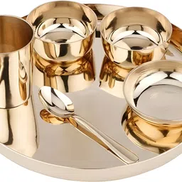 ensource Pack of 6 Bronze Pure Bronze Dinnerware | Handmade Kansa Thali Set | Ayurvedic Kansa Dinner Set Dinner Set-picture-26