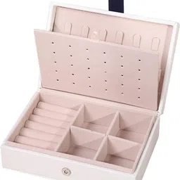 ojhashree Jewelry Box Organizer Leather Case with 2 Layers Display Holder jewelry box Vanity Box image 3