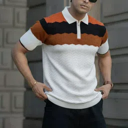 perun Men Striped Collared Neck Brown Sweater-picture-13