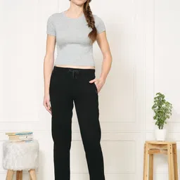 Smart Tech+ And Easy Stain Release Women Solid Black Track Pants-image-16