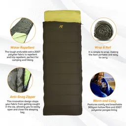 rocksport Camplite Indoor & Outdoor Temp 8°C to 20°C, 1.1Kg (Army Green & Yellow) Sleeping Bag image 5