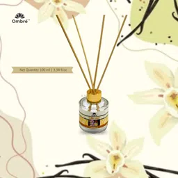 Ombre Glass Vanilla Reed Diffuser Set (100ml) with 5 Natural Reed Sticks. NA Diffuser image 4