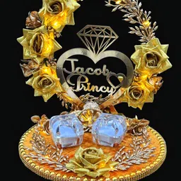 creative horizon Artificial Flower Design Engagement Ring Tray Platter, Name Plate,Ring plate Wood, Plastic Decorative Platter-picture-11