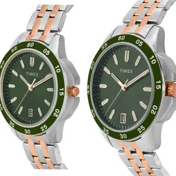 timex Green Dial Gift Set Analog Watch - For Couple TW0PRE007 image 2