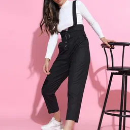 tokyo talkies Women Regular Fit Black Cotton Blend Trousers image 2