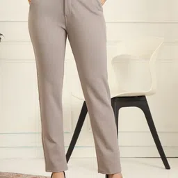 fithub Women Regular Fit Grey Cotton Blend Trousers-picture-21