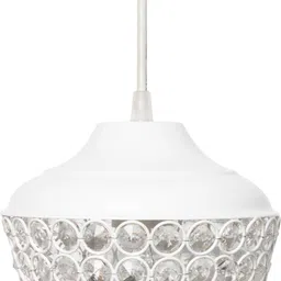 homesake 6.5" Glossy White Crystal hanging lantern ceiling light, Nordic E27 pendant Pendants Ceiling Lamp image 2