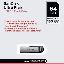 SanDisk UltraFlair USB 3.0 64 GB Pen Drive Compatible with Audio Player, Desktop Computer, Laptop, Mobile, Television USB 3.0 Metal Case image 3