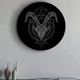 Round Black Black And White Geometry Zodiac Canvas Art Print By The Artment-image-94