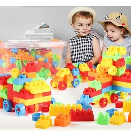 aexoniz toys Plastic Building Blocks Game Toy Set for 3-8 Years Old Kids Boys & Girls,Random Color,200+ Piece (New Building Block Toys) image 5