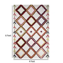 imperial knots Ivory Geometric Wool 4ft x 6ft Hand Tufted Carpet image 3