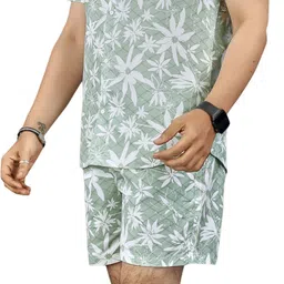 ftx Men Night Suit Set Green Printed image 3