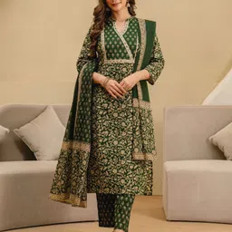 tasrika Floral Print, Embroidered, Embellished Kurta, Salwar & Dupatta Set image 4