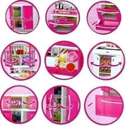 avyukt Modern Barbie Kids Kitchen Set for Girls with Light and Musical 3 fold compartment image 4