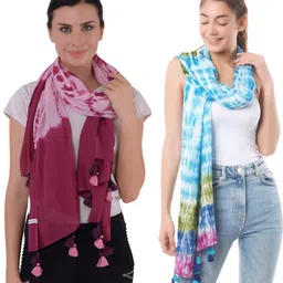 Printed Viscose Women Multicolor, Purple Scarf, Stole, Fancy Scarf-image-1