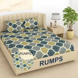 Woolen Queen Fitted (Elastic) 320 TC Abstract Bedsheet-image-35