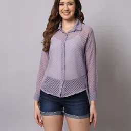 funday fashion Women Regular Fit Solid Spread Collar Casual Shirt-picture-13