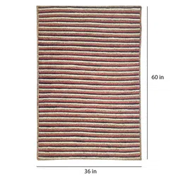 mric Multicolor Striped Jute 3 ft x 5 ft Hand Woven Carpet image 3