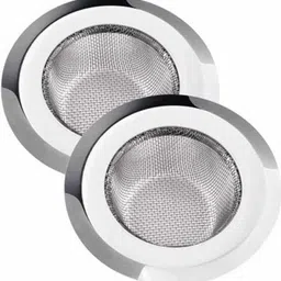 shree krishna steel Stainless Steel Sink Strainer Kitchen Drain Net Basin Basket Filter Stopper Drainer/Jali (Size-2) Silver Pack of 2 Strainer image 1