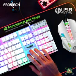 Frontech KB-0040PW Wired Gaming Keyboard and Optical Mouse | RGB Backlight | 105 Keys Combo Set image 4