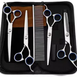 wudee Safety Tip,Curved,Thinning,Straight Scissors with Comb,Nail cliper, File Silver Pet Hair Trimmer-picture-11