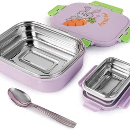 nabhya Little Surprise Stainless Steel Airtight Leak-Proof Tiffin Box For School Kids 2 Containers Lunch Box-picture-16