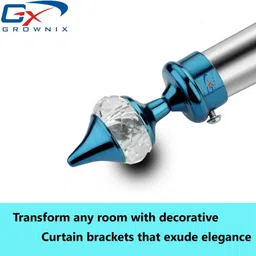 grownix Light Blue Curtain Hooks, Curtain Knobs, Rod Rail Bracket Metal image 3