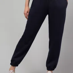 Women Solid Dark Blue Track Pants-image-36
