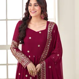 skyliner Embroidered Georgette Stitched Anarkali Gown image 4