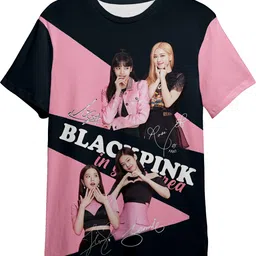 funky monkey Women Printed Round Neck Cotton Blend Black, Pink T-Shirt-picture-12