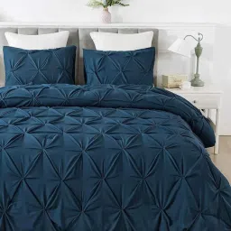 the white moss Marquis Pleat Pinch luxurious AC King Comforter with 2 Pillow Cover image 1