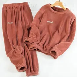 stem rope Women Top & Pyjama Set Red Solid image 3