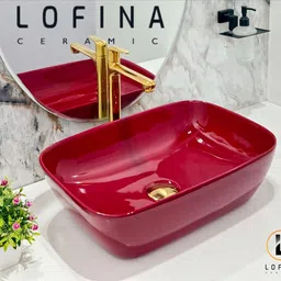 lofina ceramic Premium Ceramic BASIN Which Gives Look To your Home Table Top Wash Basin AI1042 Cherry Red Special Colour Wash Basin Series Table Top Basin-picture-13
