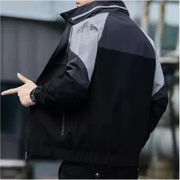 suhoor fashion Men Colorblock Biker/Riding Jacket image 3