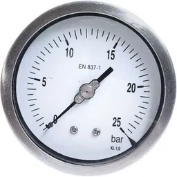 "ji" japsin instrumentation Industrial Pressure Gauge, 4" Dial, 0 to 25 Bar Single Scale, Back Entry, SS Dial Indicator image 1