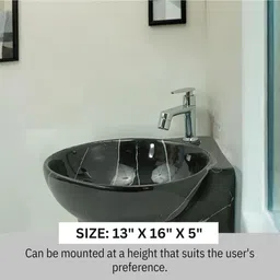 reyal Premium Corner Sink/Wall Mount Basin for Bathroom (12x16x5 Inch) Corner Basin image 3