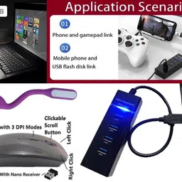 ANJO Wired Keyboard-Wireless Mouse-Pad-USB Hub3.0-2in1 OTG Type C&Micro-Ext Cable-LED Combo Set image 2