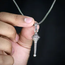 syfer Lord Hanuman and Gada Pendant for Men & Women, Hanuman Locket (COMBO) Silver, Gold-plated Brass Locket image 2