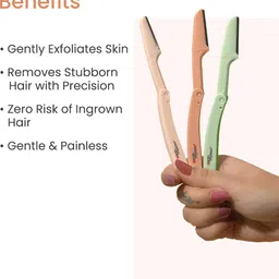 earth rhythm Face Razor, Painless Hair Removal, For Eyebrows, Upper Lip, Forehead - Pck of 3, Men & Women image 2