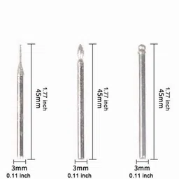 epitech mart 30Pcs Titanium-Coated 3mm Shank Diamond Burrs Set for Rotary Grinder Tools Grinding Polishing Carving Stone Jewelry Glass Ceramics Rotary Bit Set image 2