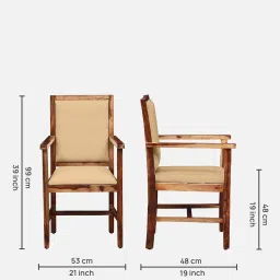 woodsworth from pepperfry Peshtigo Sheesham Wood Arm Chair In Rustic Teak Finish image 2