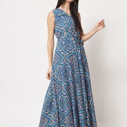 rudraaksha Women A-line Multicolor Maxi/Full Length Dress image 5